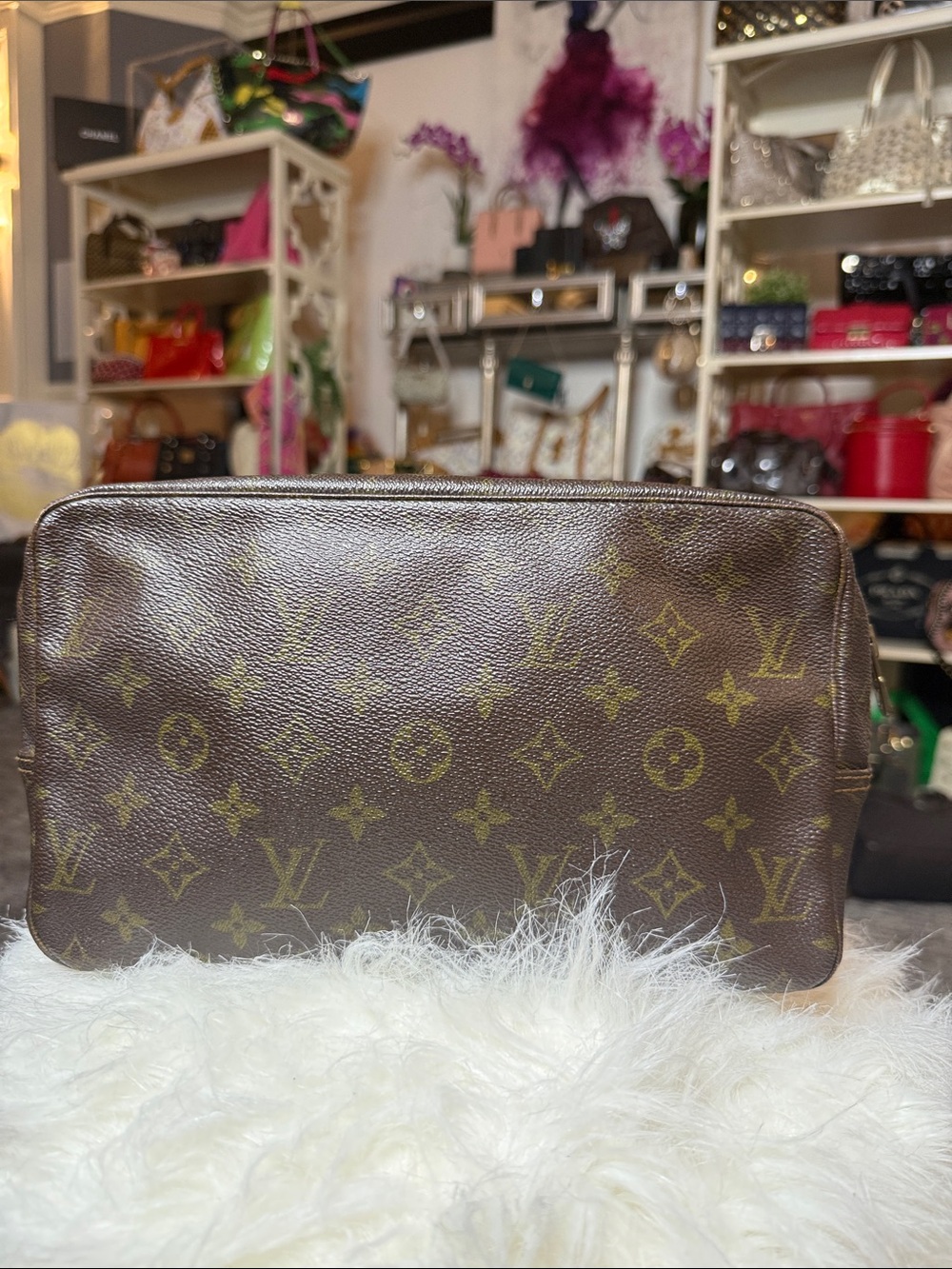 Louis Vuitton Brown Monogram Canvas Toiletry Bag Trousse Toilette